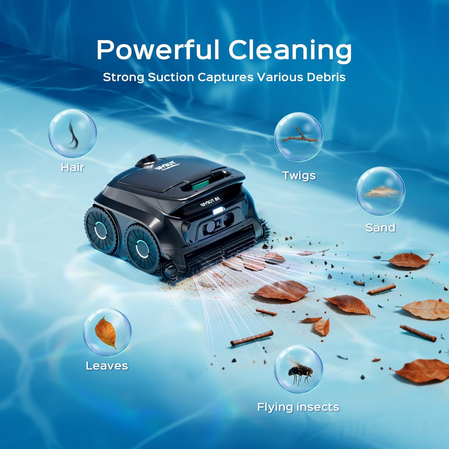 (2026 New) WYBOT B1 Robotic Pool Cleaner, Floor and Wall Cleaning, 120min Runtime Cordless Pool Vacuum for Inground & Above Ground Pools, Smart Navigation, Self-Parking, Black Green