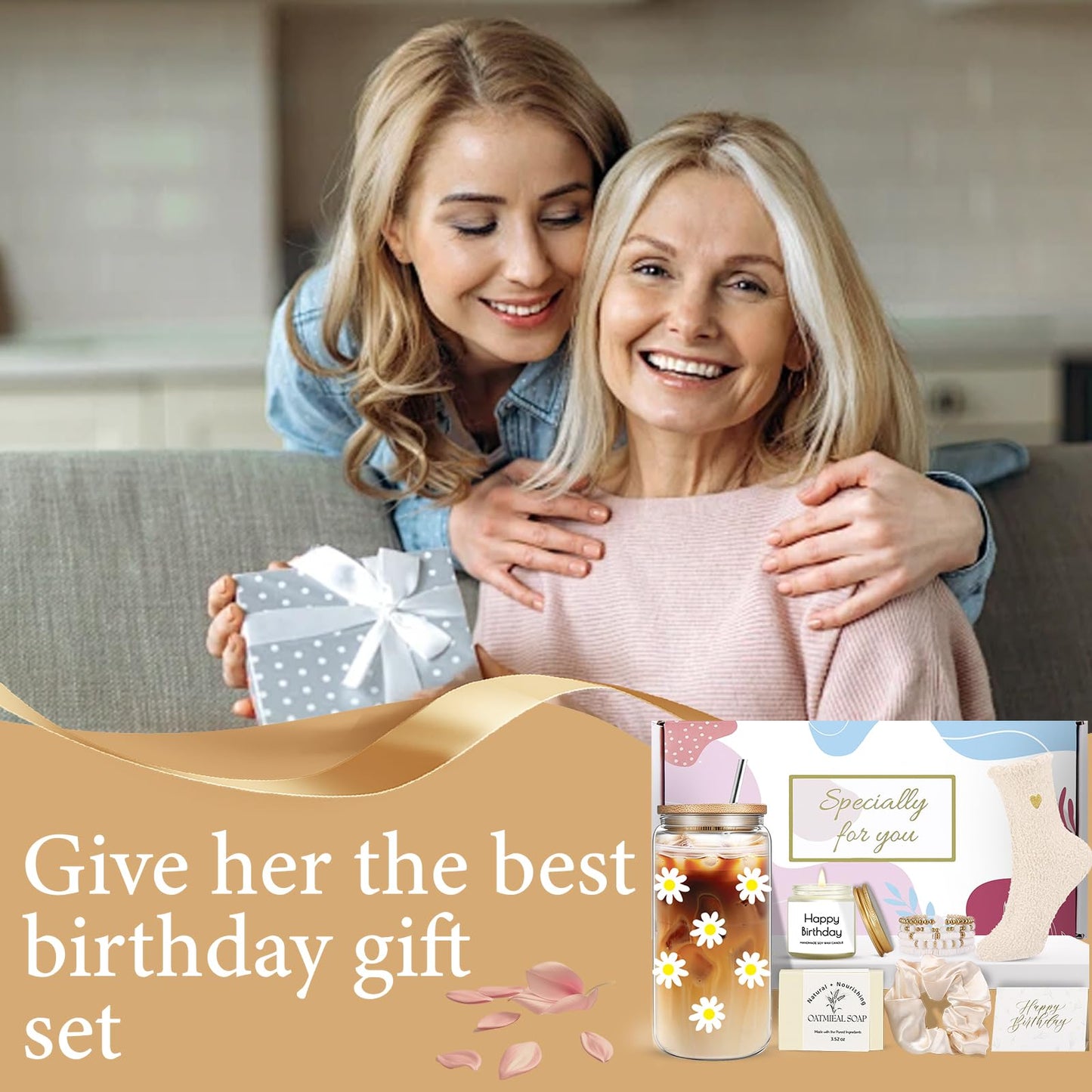Birthday Gifts For Women, Teen Girl, Her, Happy Birthday Gift Box For Girl, Women, Sister, Daughter, Friends, Cute Daisy Aesthetic Glass Cups Gift Set (birthday-set)
