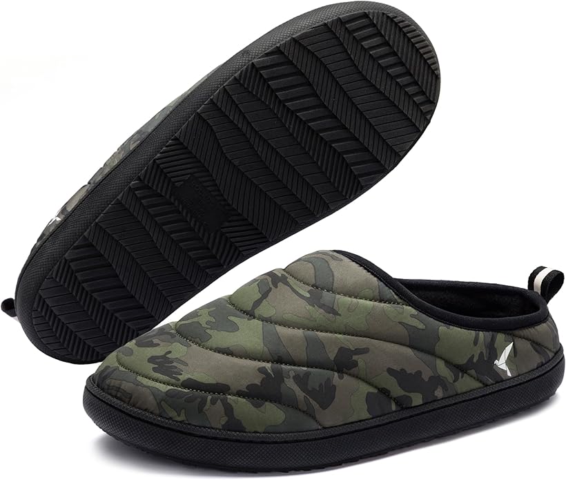 RockDove Men’s Trail-Therm Quilted Memory Foam Slippers for Camping and Indoor Outdoor Adventures with Anti-Slip Rubber Sole