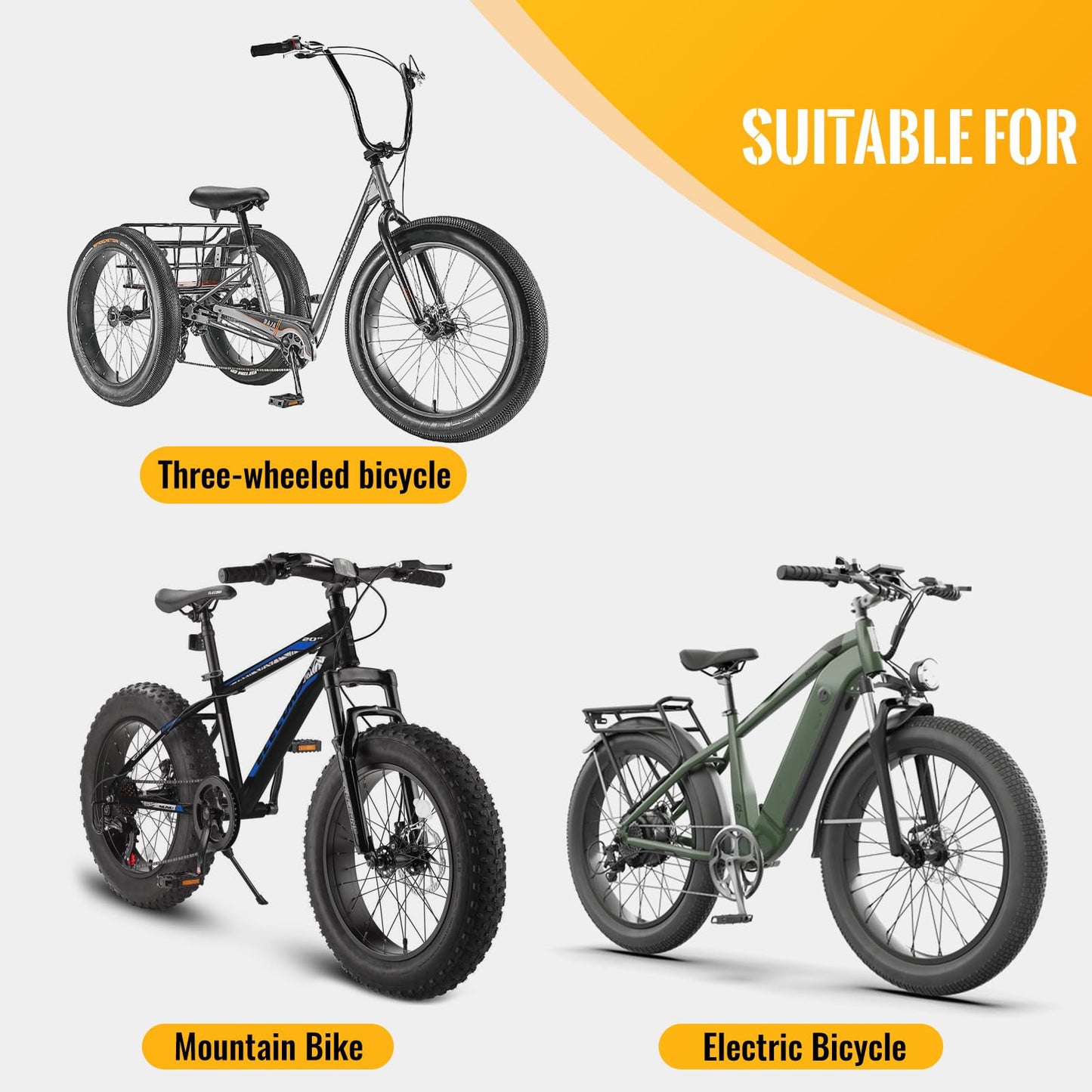 Hycline 20x4 E-Bike Fat Tire - 2 Pack High-Performance 20inch Fat Tyre for MTB and Ebikes, Durable All-Terrain Directional Tread, Superior Density Bicycle Tires with Inner Tubes and Tire Levers