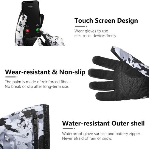 Heated Gloves for Arthritis Raynaud Men Women with 7.4V 22.2WH Rechargeable Battery Waterproof Heated Ski Gloves for Motorcycle Working Hunting Hiking Camping Walking Arthritis Raynaud(M White)
