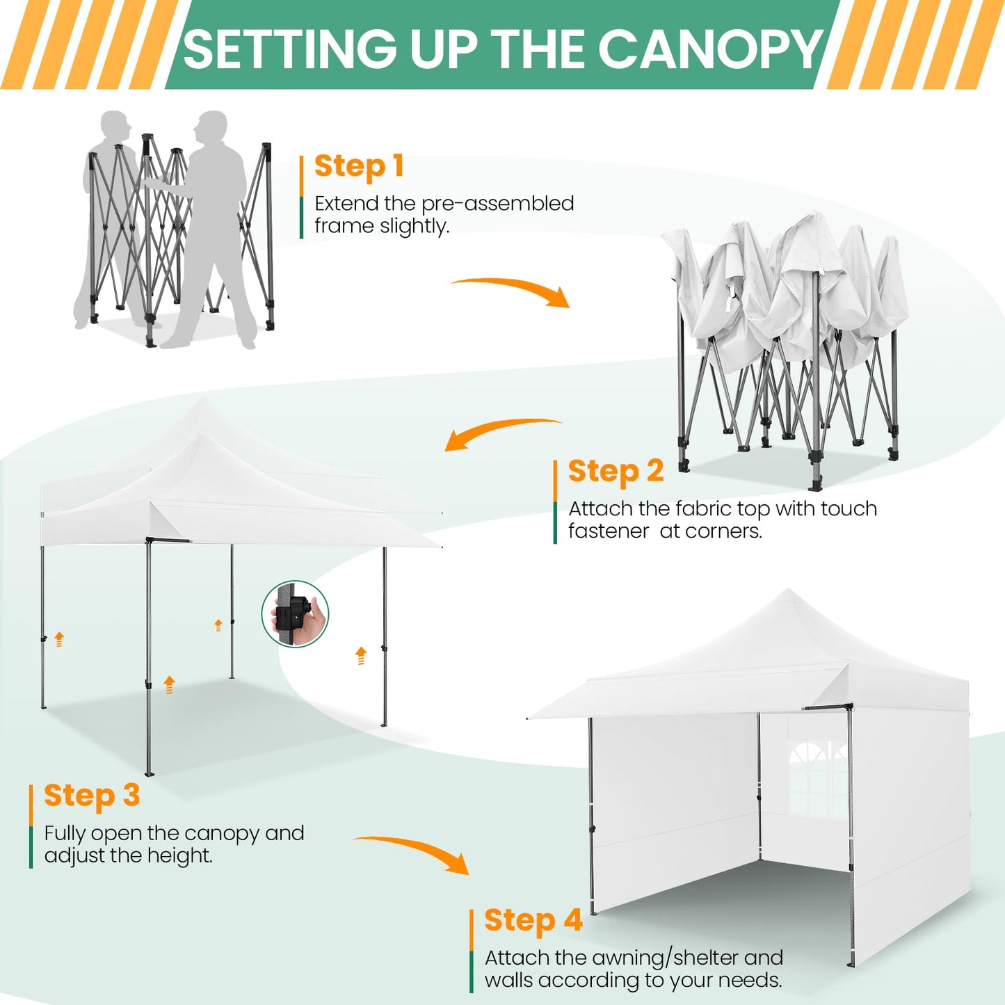 COBIZI 10x10 Pop Up Canopy Tent with Awning & Sidewalls, Commercial 10X10 Canopy Tents Instant Waterproof, UPF 50+ Sun Shade for Outdoor, Parties, Markets (White)