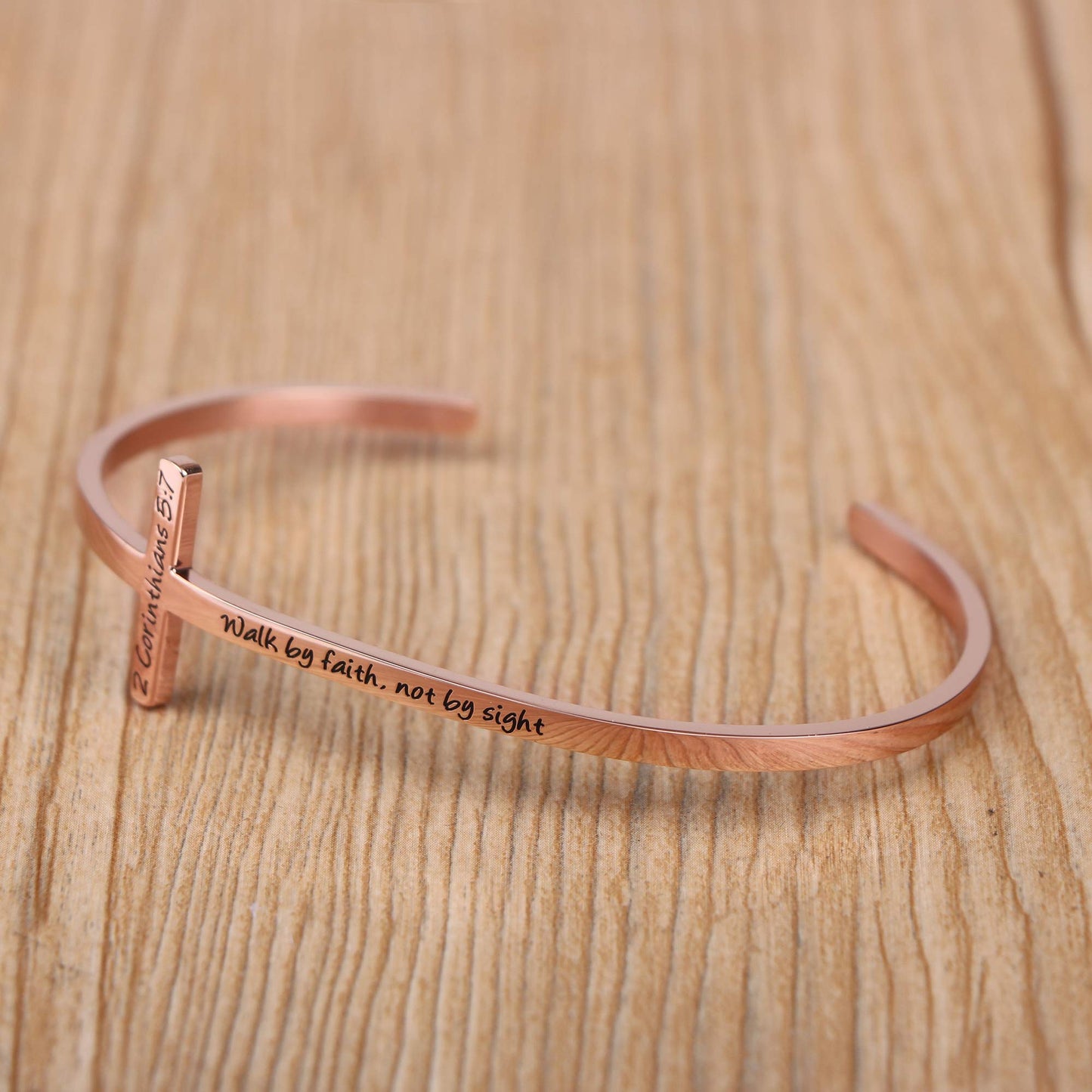 Walk By Faith Not By Sight 2 Corinthians 5:7 Wish Bracelets Stainless Steel Bible Verse Cross Bracelet Birthday Baptism Christma