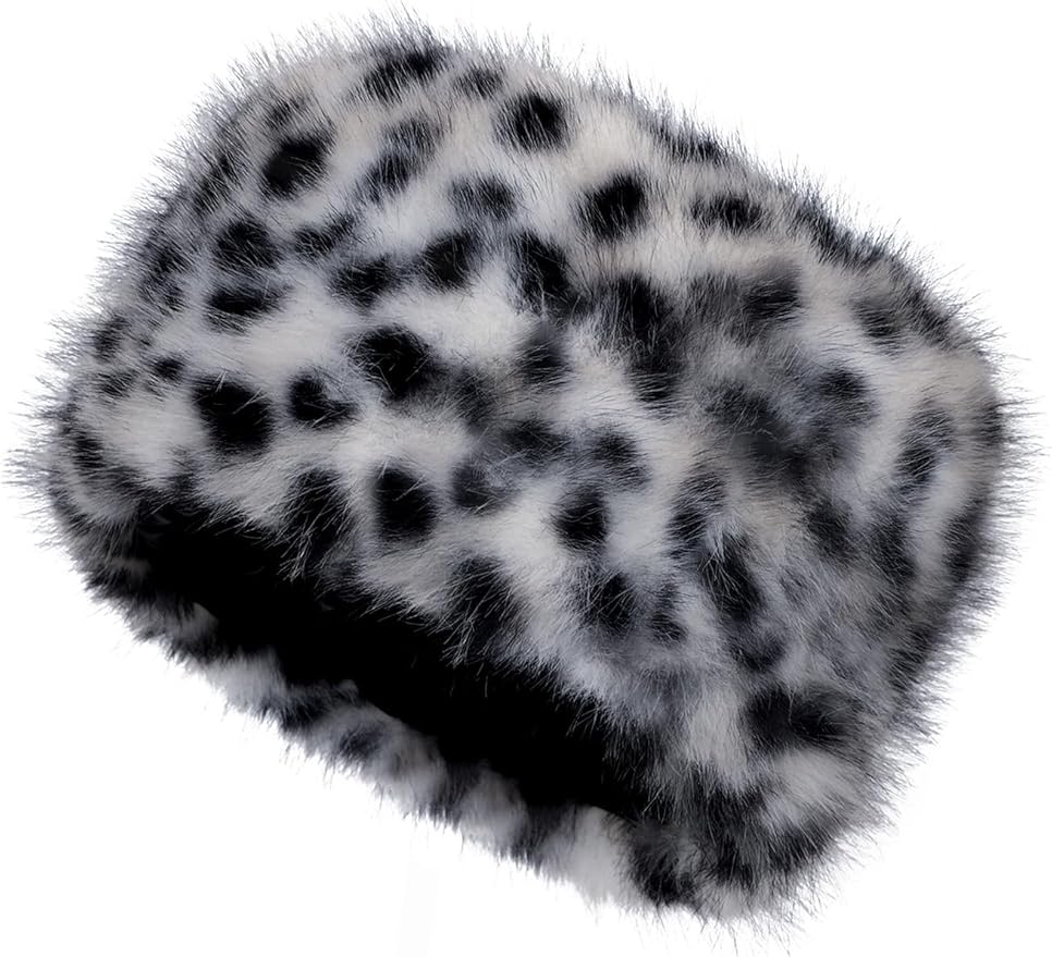 LA CARRIE Women's Faux Fur Hat for Winter with Stretch Cossack Russian Style White Warm Cap