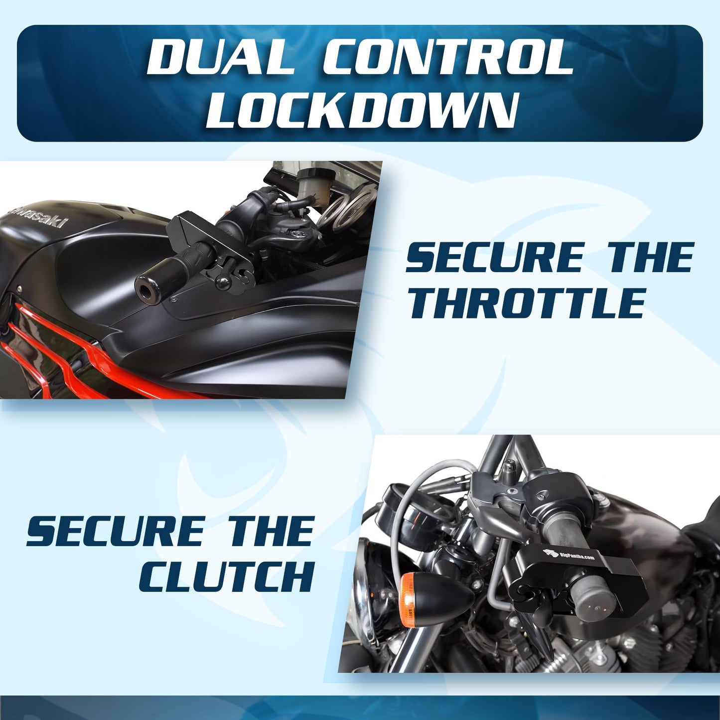 Bigpantha Motorcycle Grip Lock - Heavy Duty Brake/Handlebar/Throttle Lock That Secures Your Bike, Scooter, Moped, Or Atv In Unde