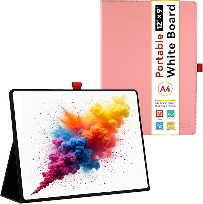 iNenya 12"x9" Portable White Board with Foldable Stand, A4 Small Whiteboard, Ultra-Smooth Anti-Ghosting Surface, Easy Wipe...