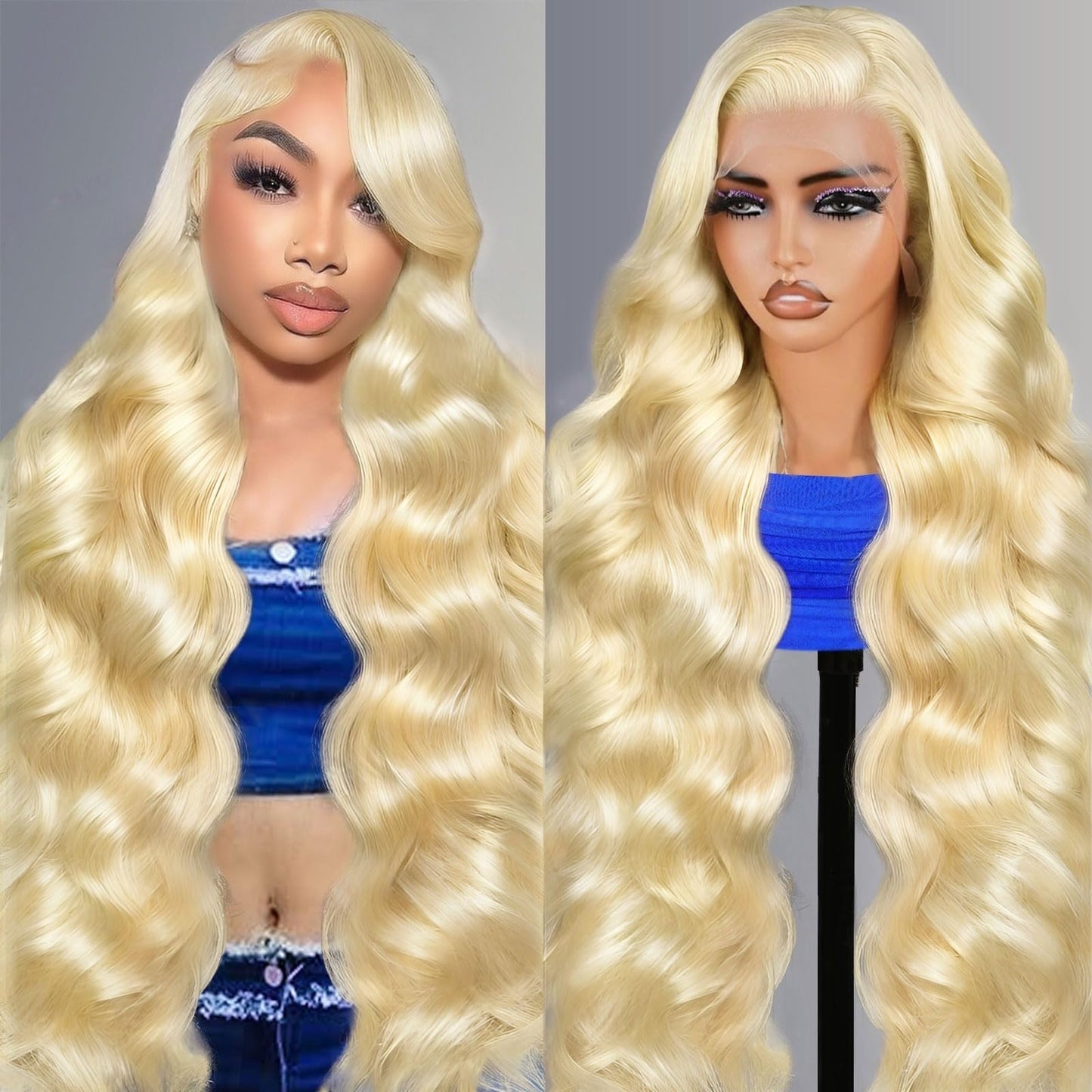 Shciyair 34 Inch Blonde Wig Human Hair 613 13x6 Lace Front Wig Human Hair 200 Density 613 HD Lace Frontal Wig 13x6 Body Wave Lac