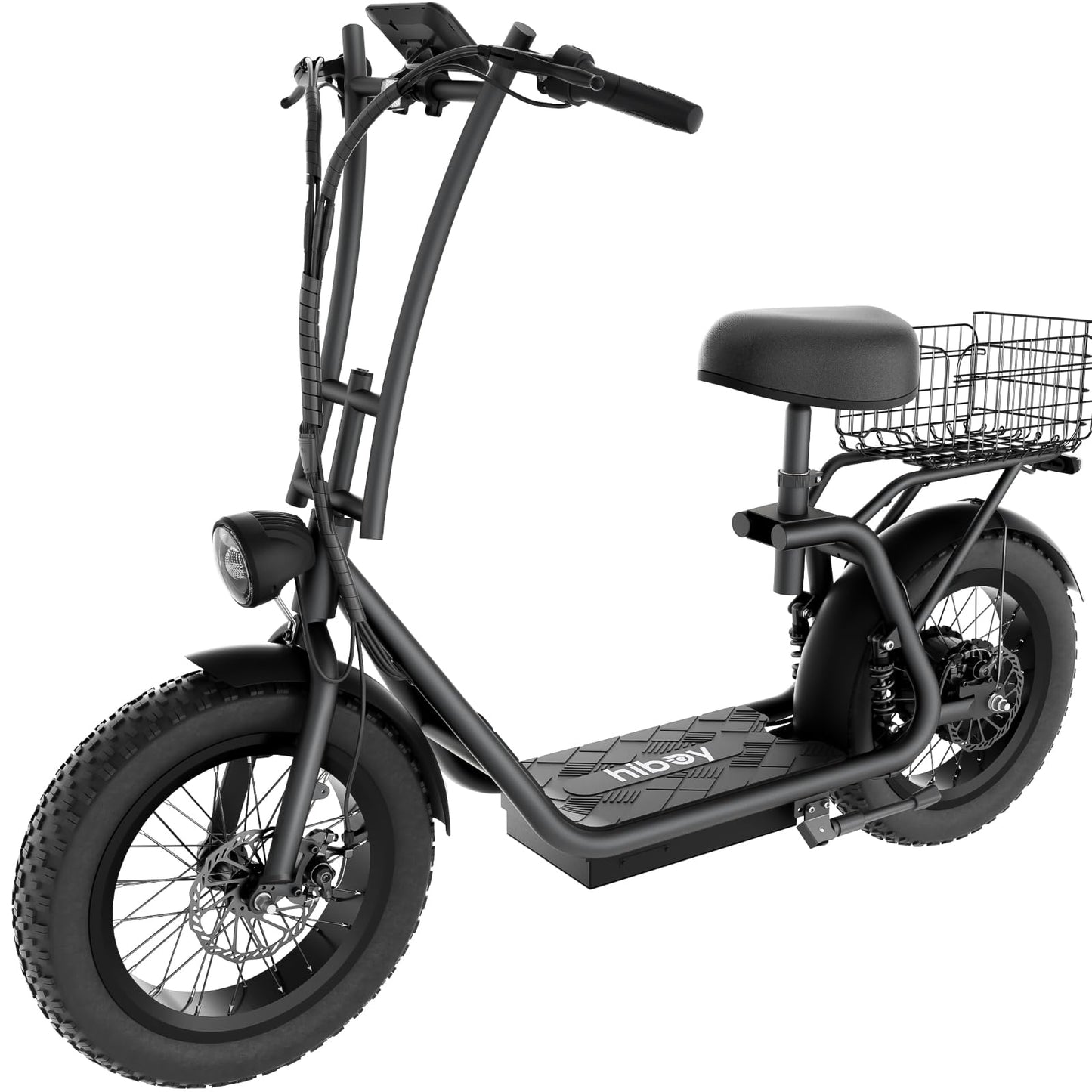 Hiboy Electric Scooter for Adults with Seat & Basket, 810W Motor, 25MPH, 34mi Range, 16" All-Terrain Tires (Snow/Mud), Dual Disc Brakes, UL2272 - 3-in-1 Commuter/Shopping/Off-Road E-scooter