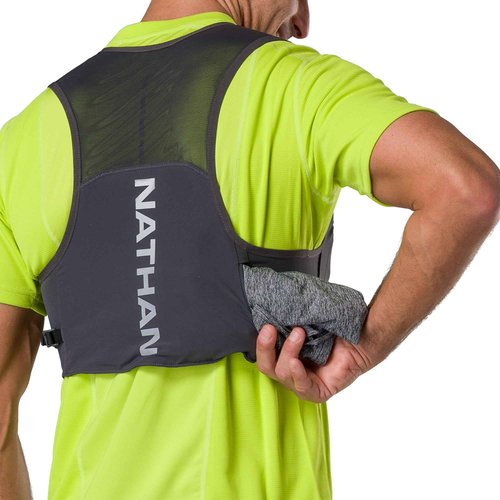 Nathan Hydration Vest for Running - Ultra-Lightweight, Compression-Fitted Running Vest for Men & Women with Power Mesh - Includes 14oz Hydrapak Soft Flask - Pinnacle Featherlite, L-XL