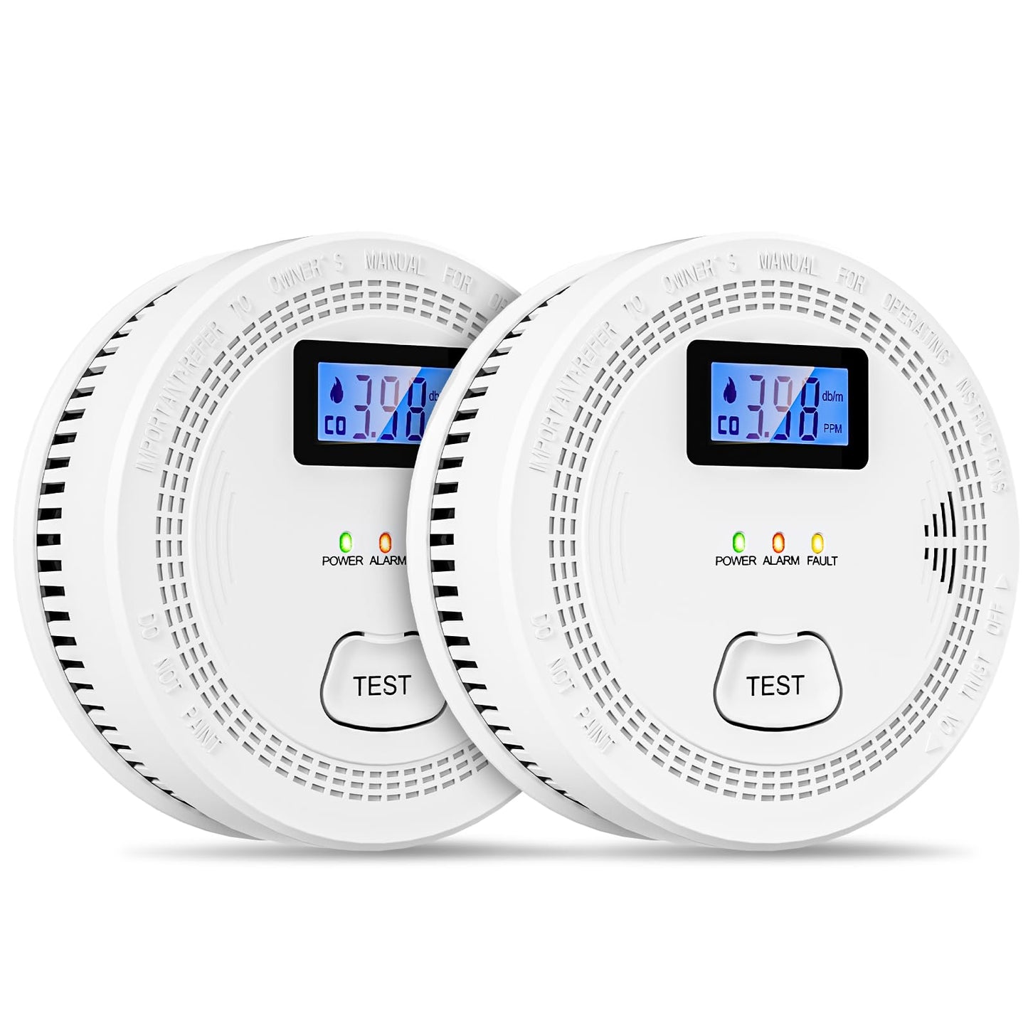 2 Packs, 2 in 1 CO & Smoke Detectors,Carbon Monoxide Detectors,Smoke Detector Battery Powered,（Include 3 * 1.5V AA Battery）,85 db Smoke Alarm,Fire Alarm,Easy Install,Portable