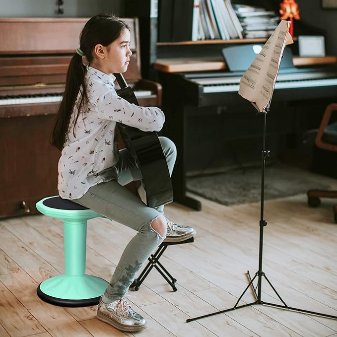 Giantex Wobble Stools for Classroom Seating, Wiggle Stool with Adjustable Height, 24 Inch Active Learning Stool, Sitting Balance Chair for School, Office Stand Up, Flexible Seating Wobble Chair(Green)