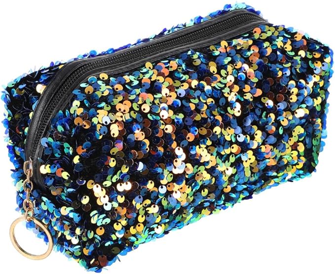 KESYOO Glitter Sequin Cosmetic Bag, Portable Travel Makeup Bag, Lightweight Large Capacity Toiletry Organizer for Women an...