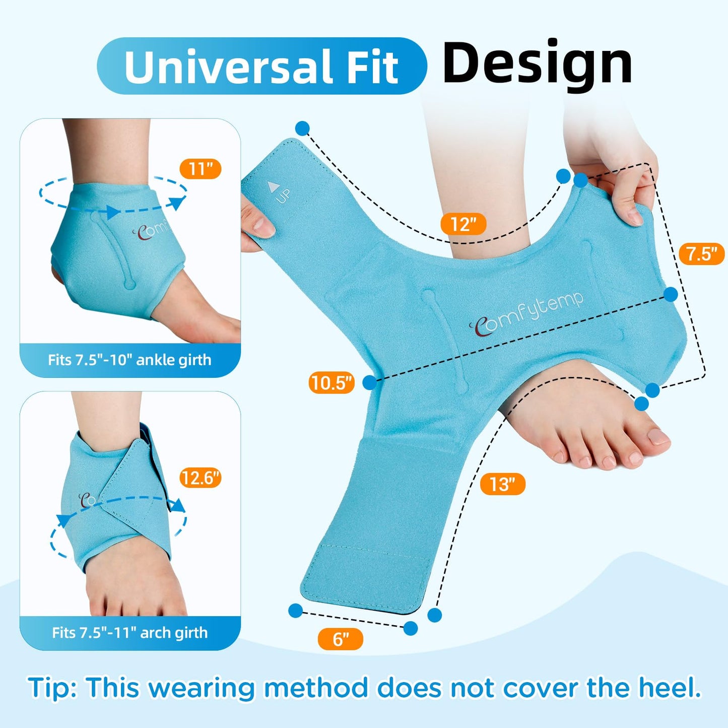 Comfytemp Ankle Ice Pack Wrap for Swelling, Plantar Fasciitis, Foot Pain Relief, FSA Eligible HSA, Gel Pack for Injuries Reusable, Hot Cold Compress for Achilles Tendonitis, Sprain Ankles, Gift, 2 Pcs