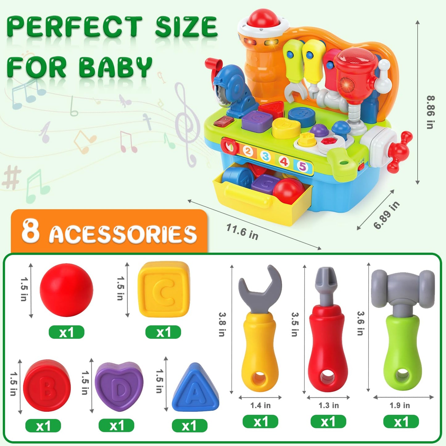 SYAOMUNLY Baby Toys for 1 Year Old Boy Girl Musical Learning Workbench for 1 2 Year Old Boy Birthday Gift Early Educational Sound Shape Toddler Toys Age 1-2 Tool Set for Kids 12-18 Months