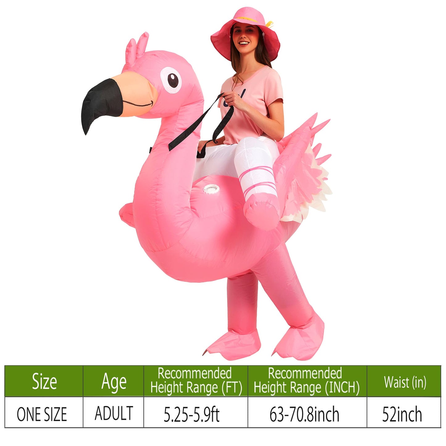 One Casa Inflatable Flamingo Costume Riding On Flamingo Air Blow up Funny Fancy Dress Party Halloween Costume for Adult