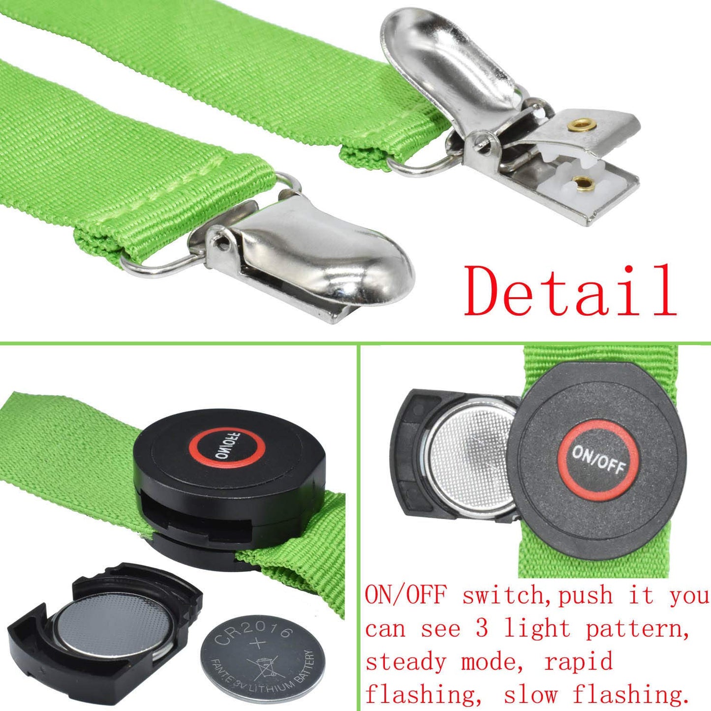 AMNQUERXUS LED Glow Light Up St Patricks Day Suspenders Trouser Braces Y Shape Suspenders Gifts for Men Women (Green)