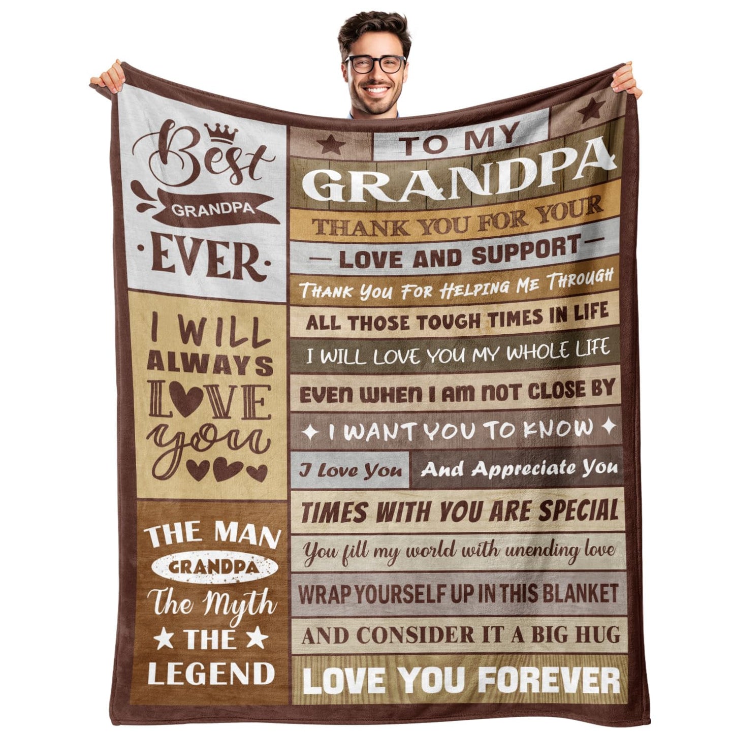 Grandpa Gifts - Birthday Gifts for Grandpa - Best Grandpa Gifts from Grandkids Granddaughter Grandson - Christmas - Great Grandfather Birthday Gift Ideas - Throw Blanket 50" x 60"