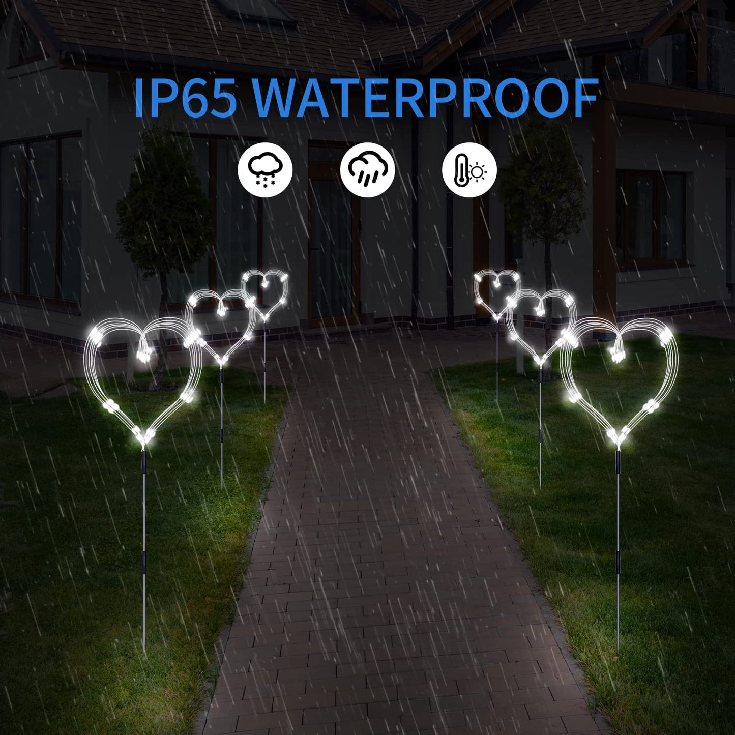 Solar Garden Lights Outdoor Fireworks - 5 Pack Decorative Solar Lamps with 8 Modes Remote for Lawn Backyard Patio Pathway (Cool White)