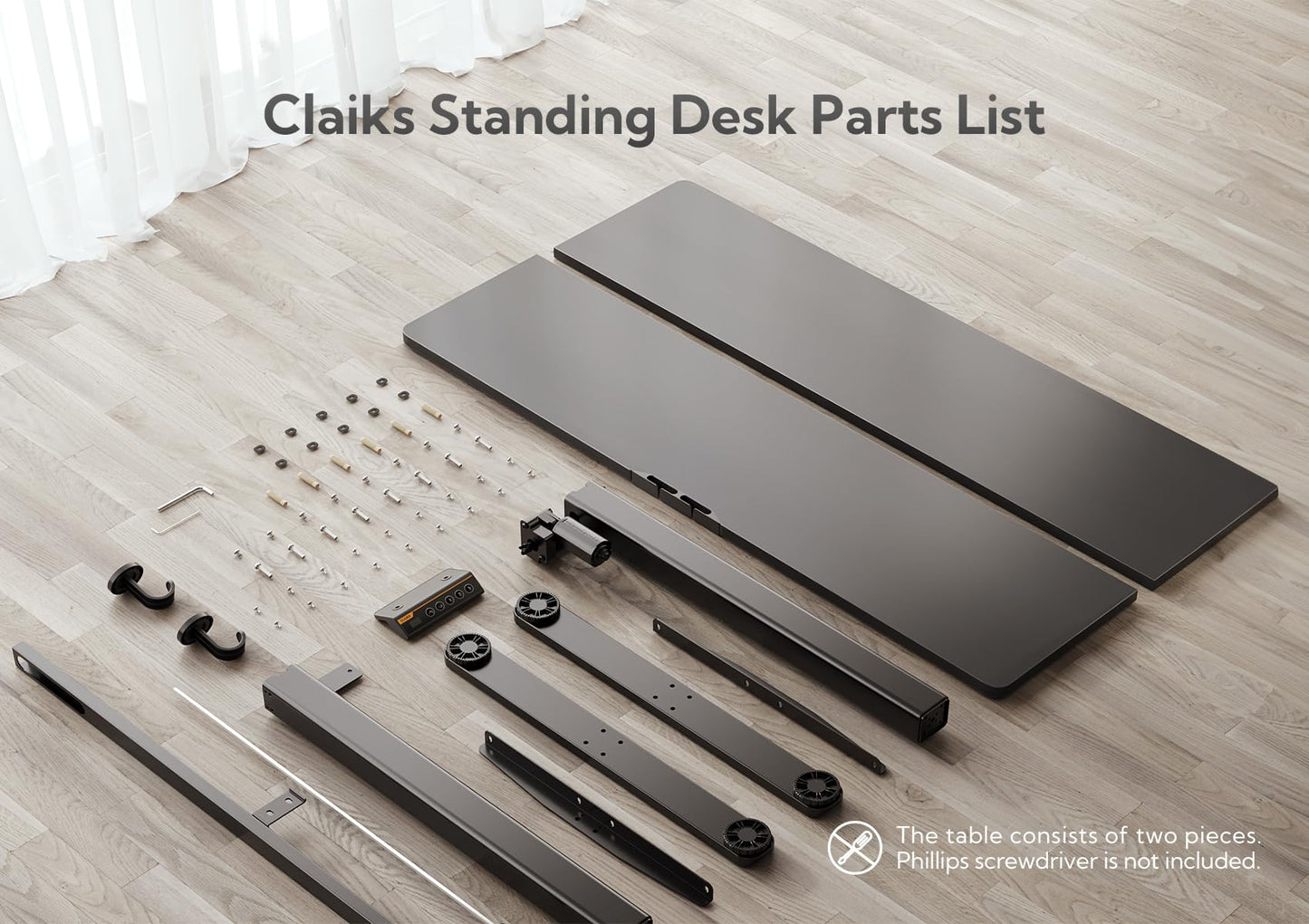 Claiks Electric Standing Desk, Adjustable Height Stand up Desk, 48x24 Inches Sit Stand Home Office Desk with Splice Board, Black Frame/Black Top