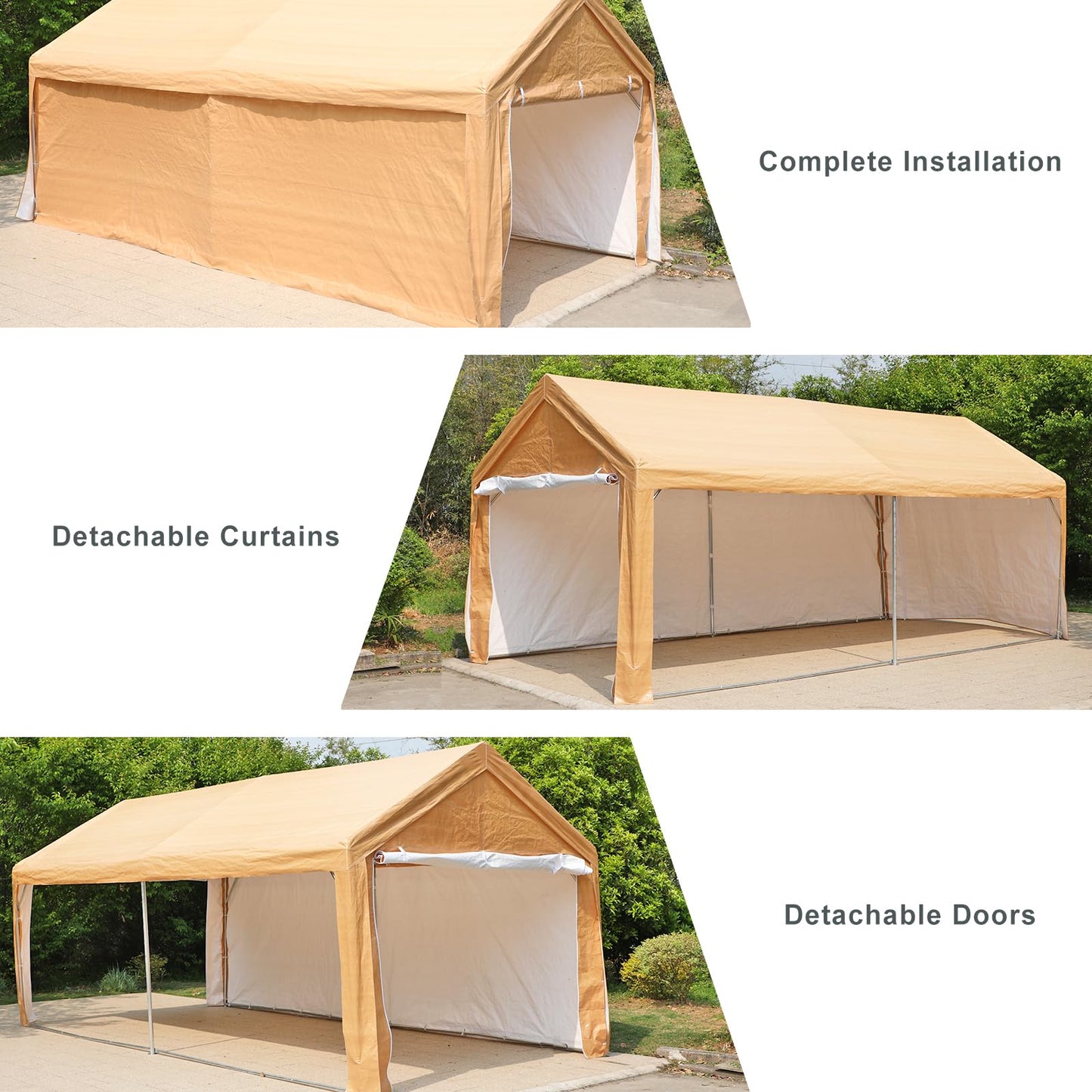 Sophia & William Carport Car Port Canopy 10x20 ft Heavy Duty, Portable Garage Shelter Car Tents Carpas para Carros All Weather for Automobiles Truck Boat, with Removable Sidewalls and Metal Frame