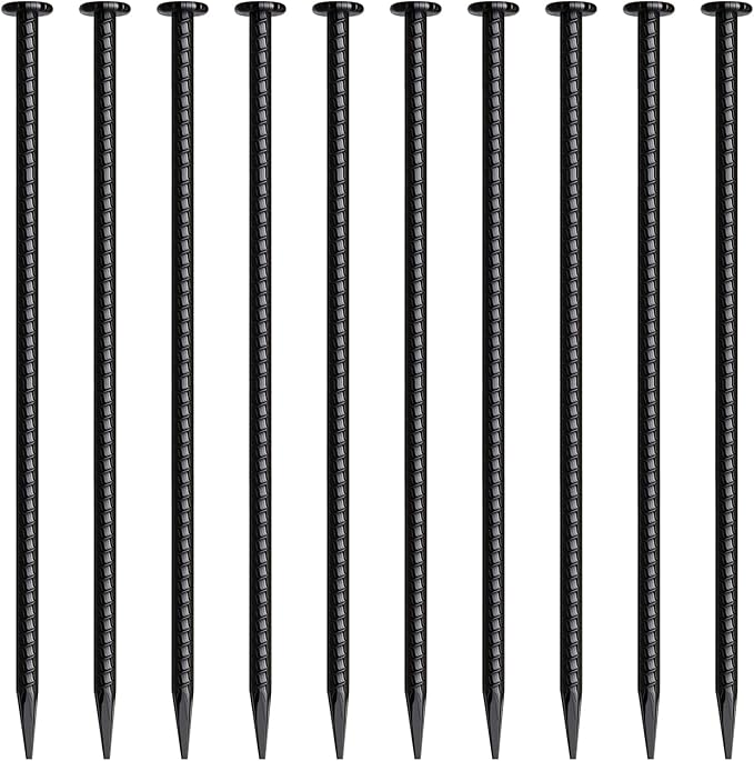 MSWY 16 Inch Rebar Stakes 10 Pack Heavy Duty Ground Anchors 1/2 Inch Diameter Galvanized Steel Asphalt Anchoring Metal Spikes for Speed Bump, Parking Curb and Camping Tent