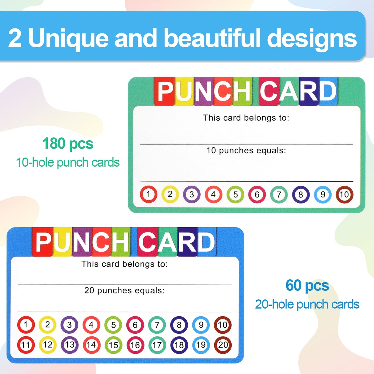 Punch Cards for Classroom, 240 Pack Kids Behavior Reward Punch Cards, Incentive Punch Card for kids, Business, Students, Teachers, 2 Styles