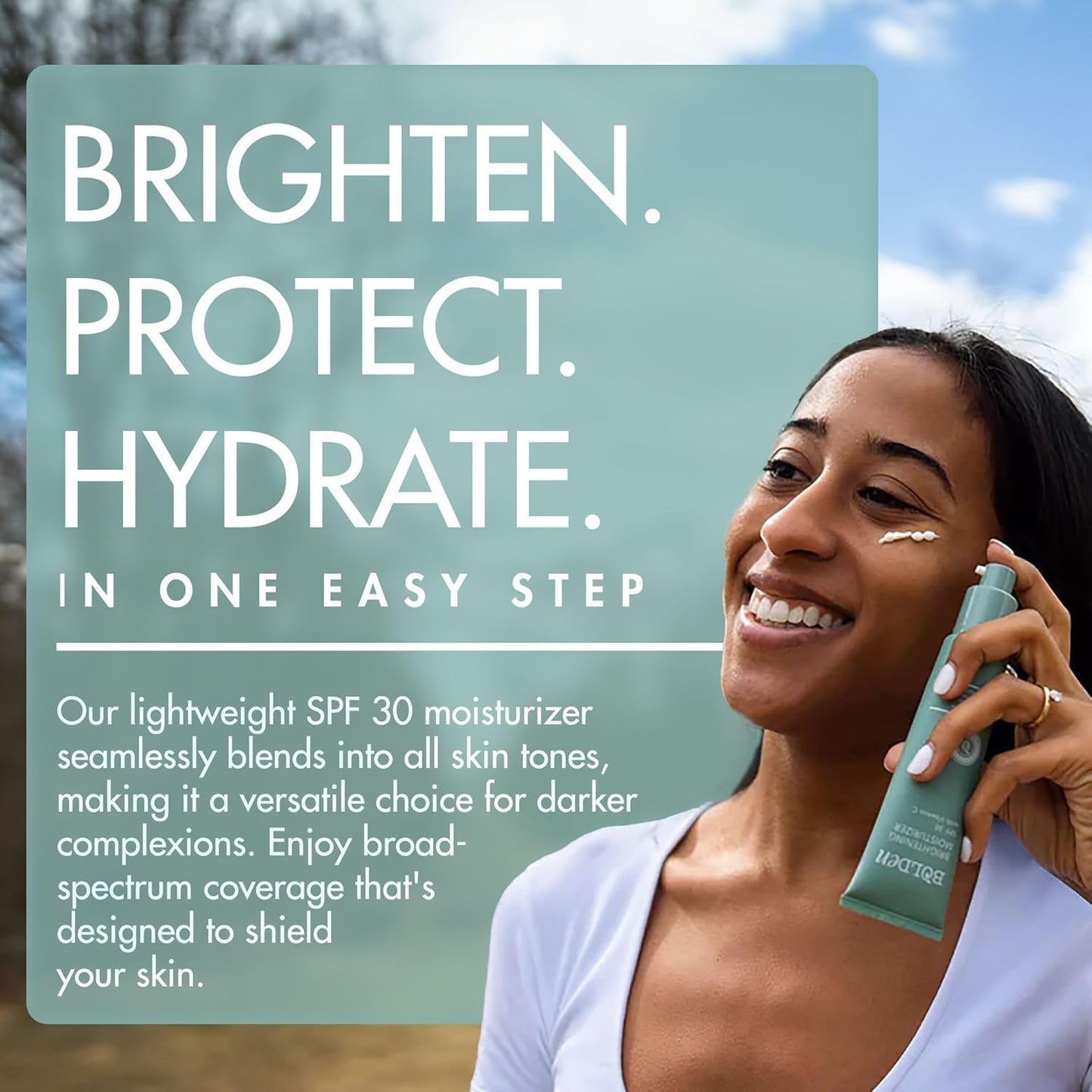 BOLDEN SPF 30 Brightening Face Moisturizer with Vitamin C | Broad Spectrum UVA/UVB Sunscreen | Applies Clear without Chalky Resi