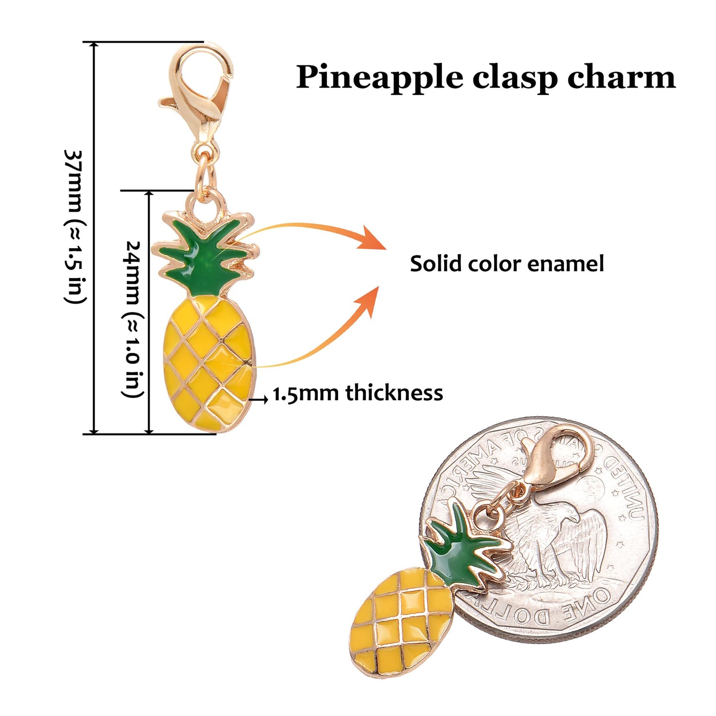 Paialco Cute Enamel Pineapple Fruit Clasp Charms for Keychain Bracelet