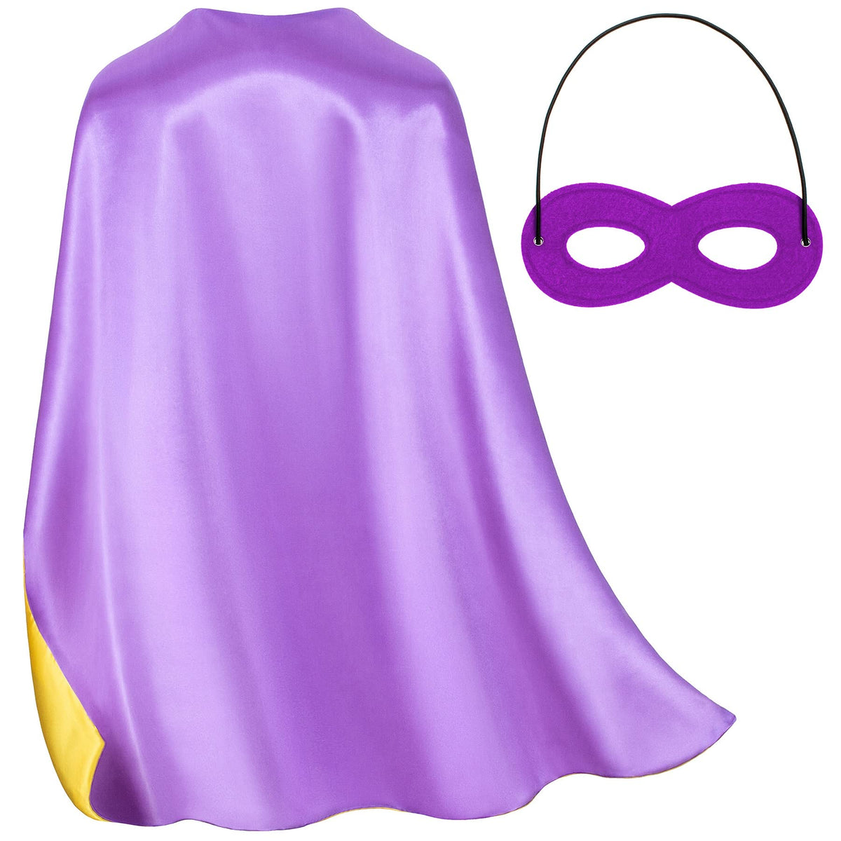Kids Double-Sided Superhero Capes and Mask - Purple Super Hero Cape Perfect for Dress-Up, Halloween, Christmas, Cosplay, and Birthday Parties (Purple)