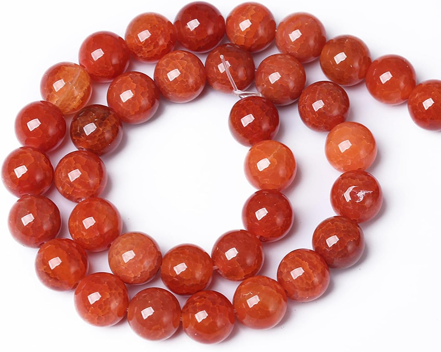 12mm 32pcs Natural Red Dragon Vein Agate Stone Beads for Jewelry Making Energy Healing Round Beads DIY Bracelet Necklace Accessories 15" (12mm, Red Dragon Vein Agate)