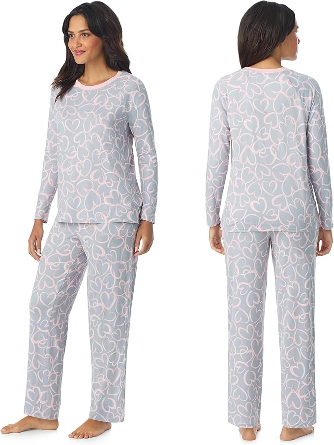 Cuddl Duds Womens Matching Pajama & Lounge Set - Lightweight Long Sleeve PJ Shirt & Pants - Sleepwear & Loungewear Sets