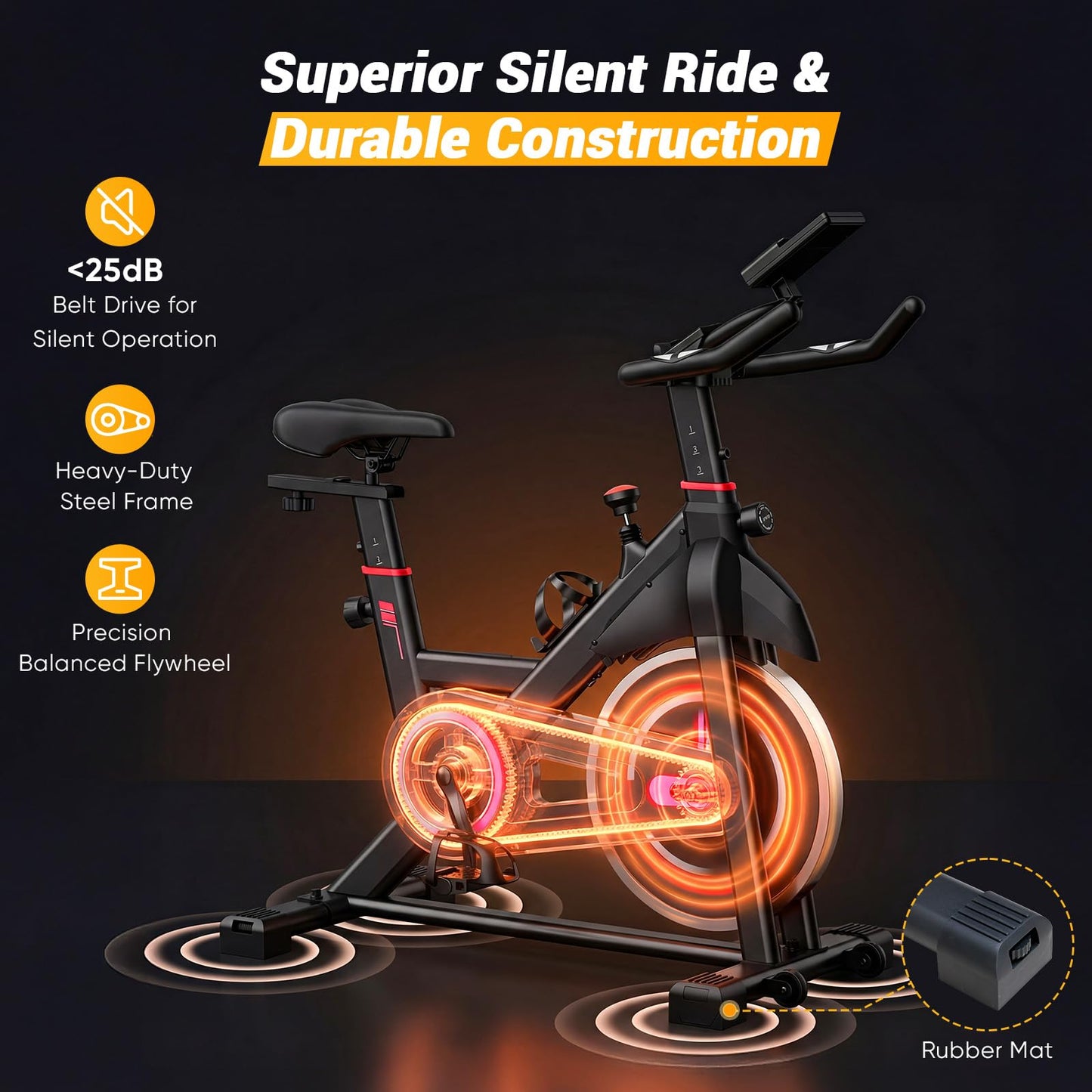 NEWBULIG Exercise Bike with APP, Stationary Bikes for Home, Workout Bike for Adults & Seniors, Cycle Machine, Adjustable Height and Resistance, Low Noise, 265lbs Weight Capacity, Easy Assembly