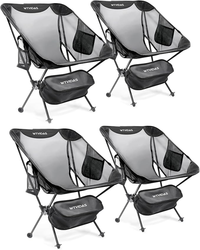 WTVIDAS Camping Beach Chairs 2 Pack,Compact Backpacking Chairs,Full Breathable Mesh,Ultralight Aluminum Camp Chairs for Ba...