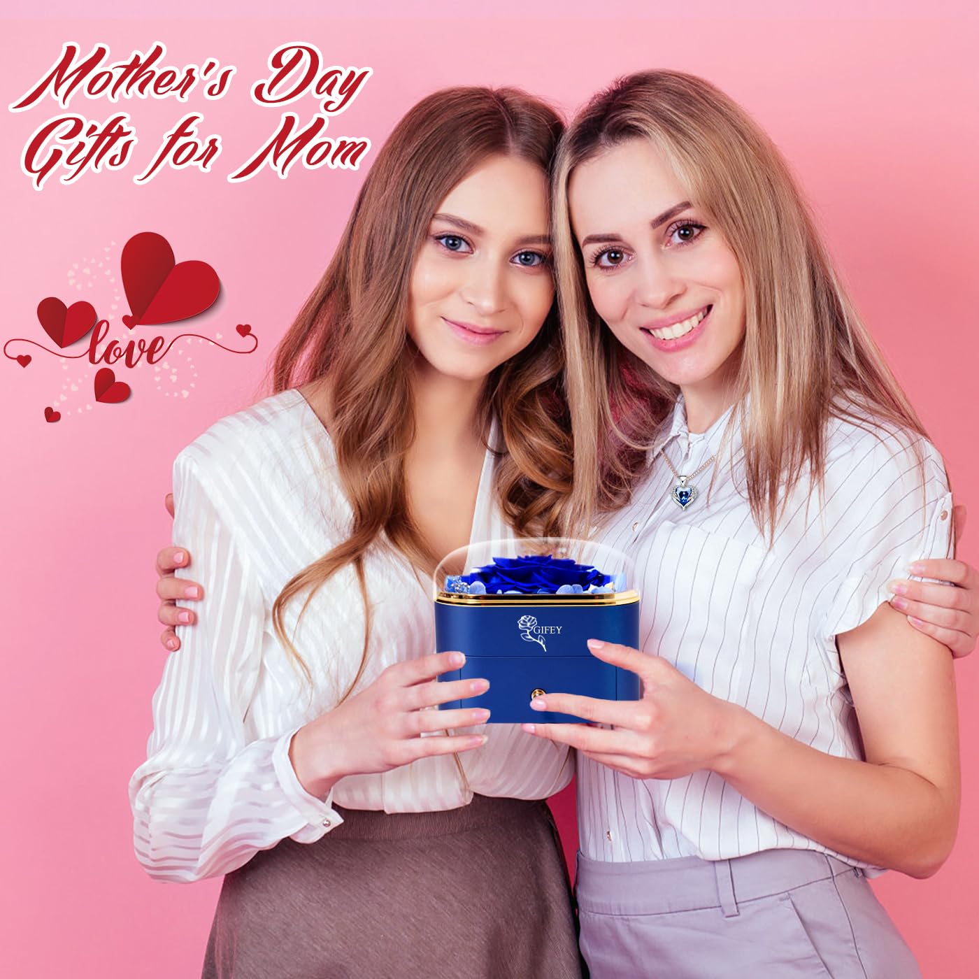 Birthday Gifts for Mom,Preserved Blue Real Rose Gifts,Eternal Preserved Rose Gift Set, Gifts for Women,Mother, Grandma,Wife and Girlfriend,Valentines,Wedding,Thanksgiving,Christmas Gift for You to Send Love