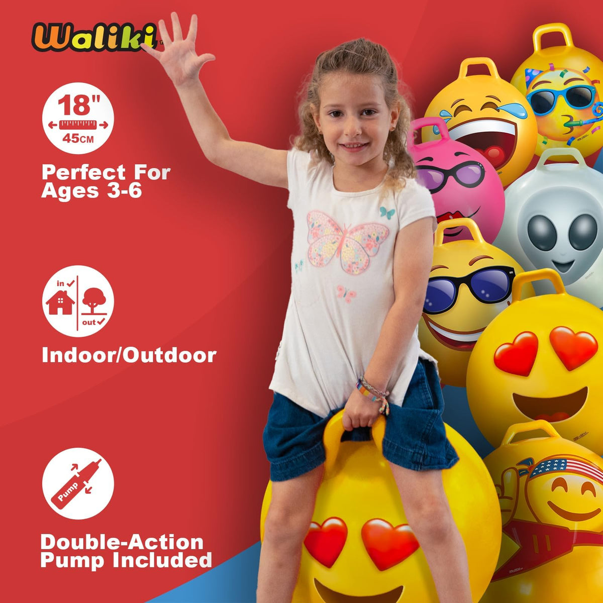 WALIKI Hopper Ball Party Pack | Set of 10 Bouncy Balls for 3 4 5 6 Year Olds | Fun Outdoor Birthday Games & Party Favors