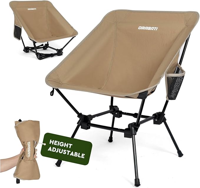 Oragati Lightweight Camping Chair, Portable Folding Chair for Camp, Backpacking, Beach, Hiking, Outdoors, Picnics, Khaki