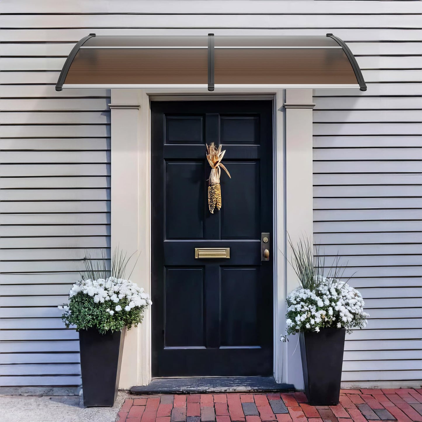 VEVOR Window Door Awning Canopy 78" x 38", UPF 50+ Polycarbonate Entry Door Outdoor Window Awning Exterior, Front Door Overhang Awning for Sun Shutter, UV, Rain, Snow Protection, Hollow Sheet