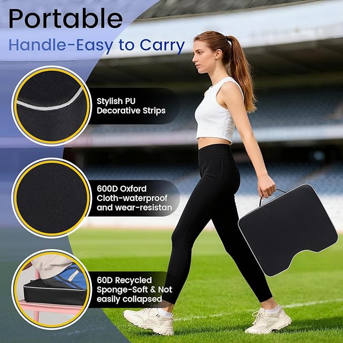 FirstGift 2-Pack 3.15" Stadium Seat Cushions - Portable Water-Resistant Bleacher Pads with Decorative Trim, Lightweight & Comfortable for Sports, Games, and Outdoor Events