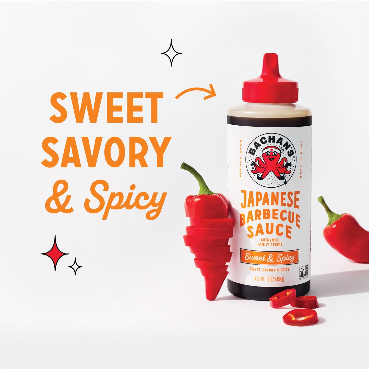 Bachan's Japanese Barbecue Sauce 4 Pack - 1 OG, 1 Sweet & Spicy, 1 Sweet Honey, 1 Yuzu Mini - BBQ Sauce for Wings, Chicken, Beef, Pork, Seafood, Noodles, and More. Non GMO, No Preservatives, BPA free