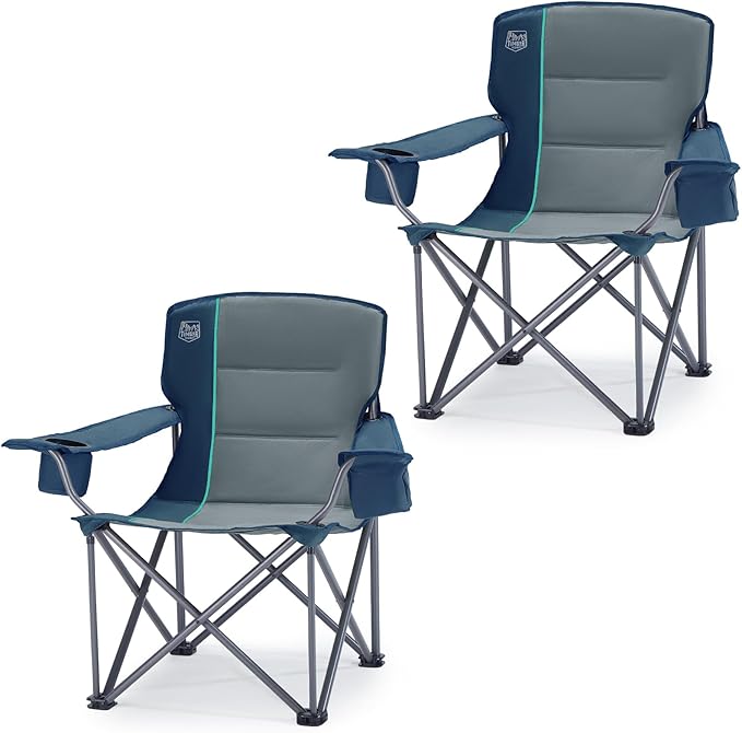 TIMBER RIDGE Oversized Folding Camping Chair for Adults, Support 550 LBS Heavy Duty with Cup Holder Side Pocket for Campin...