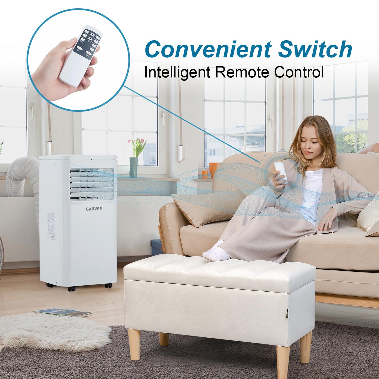 Garvee 10000BTU Portable Air Conditioner 3 in 1, Quiet AC Unit with Fan & Dehumidifier Up to 450 sq.ft, Dehumidifier & Fan, LED Display, Remote, Window Kit, for Bedroom/Office/Dorms/Apartment