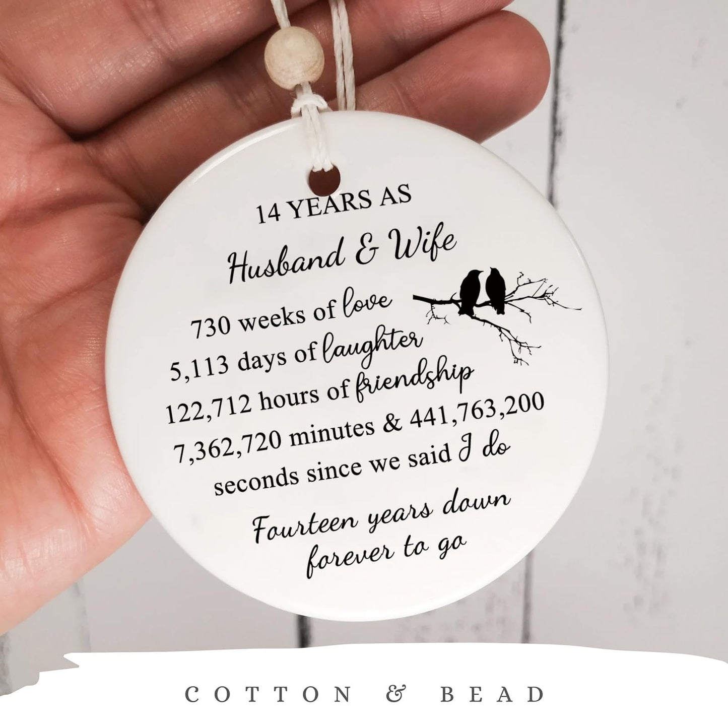 14 Years for Couple,14th Wedding for Wife or Husband,Ivory Anniversary Marriage Presents for Her or Him