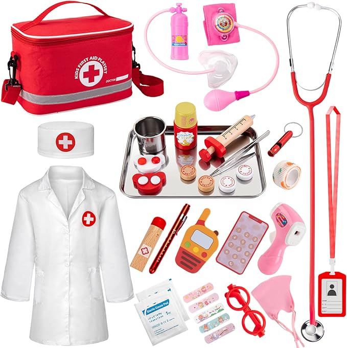 Doctor Kit for Kids, 34 Pcs Kids Doctor Playset Kit for Toddlers 3-5 with Medical Storage Bag & Real Stethoscope, Fun Role...