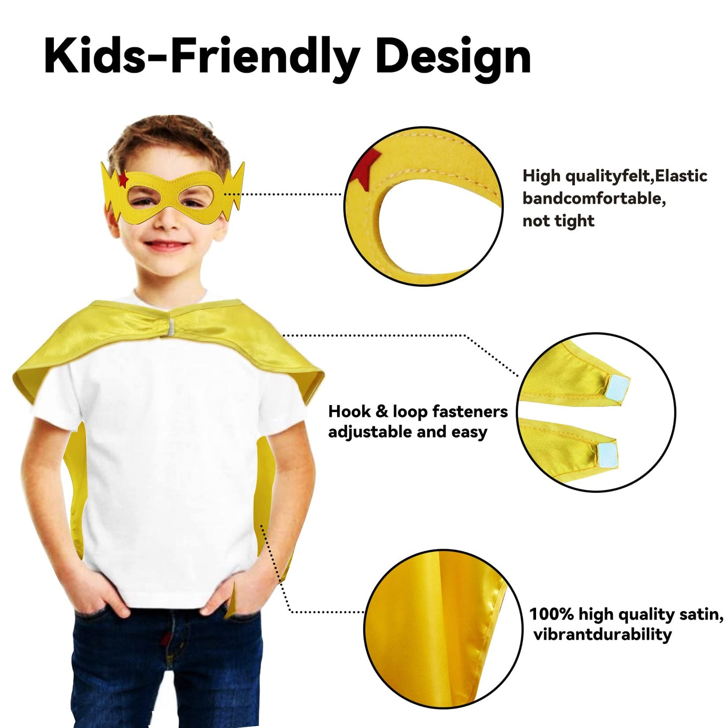 D.Q.Z Superhero-Capes for Kids 20 Sets, Birthday Gifts for Boys Girls Role Play, Super Hero Toys for School Halloween Party (Gold)