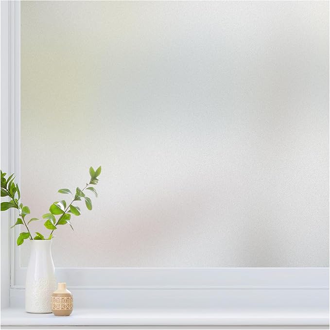 Haton Window Privacy Film Frosted Glass for Bathroom, Static Cling UV Sun Blocking Window Clings, Opaque Decorative Coverings Removable Sticker Heat Control Tint for Home Door, Pure 35.4" x 78.7"