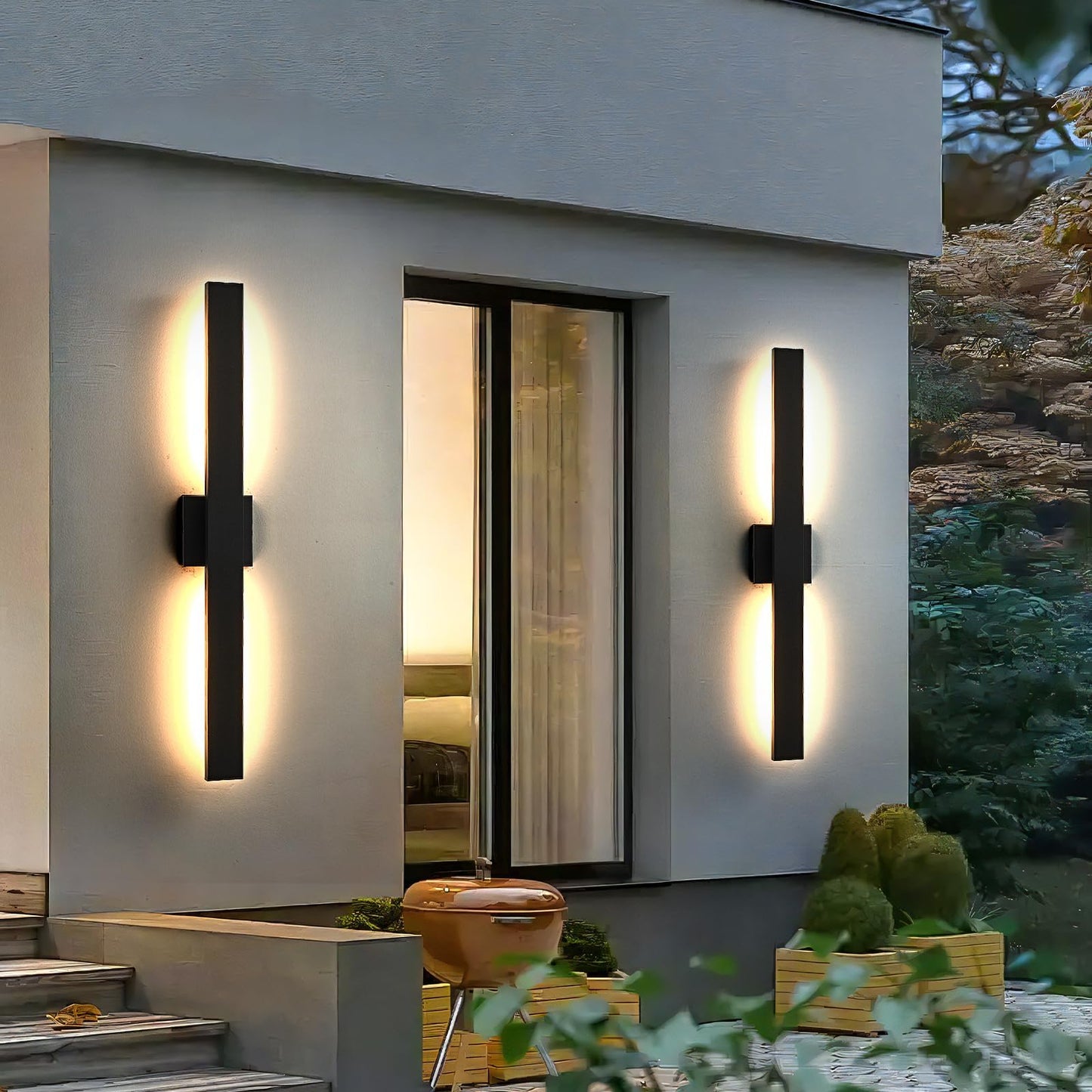 JOKAONOTL Upgraded 34in Black Long Modern LED Outdoor Wall Lights 3000K 4000K 5000K Dimmable Exterior Wall Sconce Outside Light fixtures for House Garage Front Door