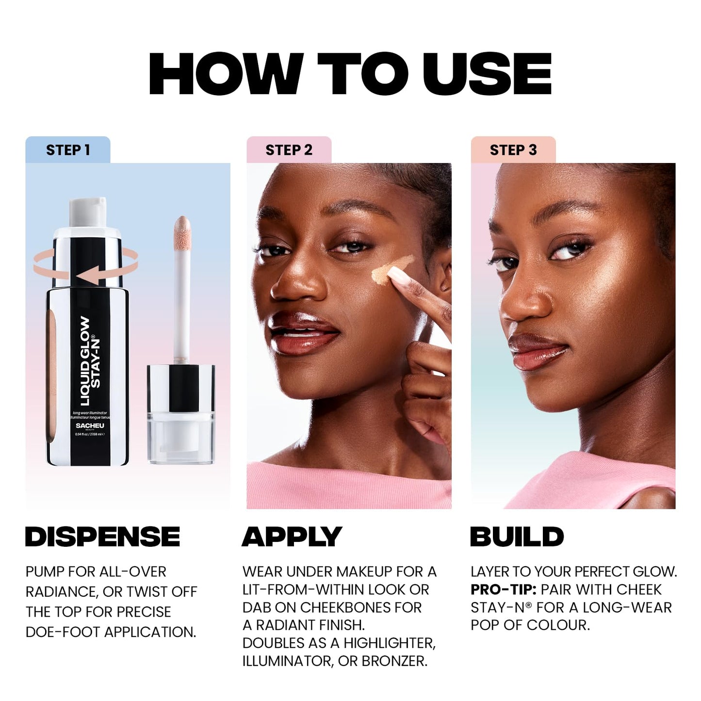 Sacheu Liquid Glow STAY-N Liquid Highlighter & Illuminator Makeup - 30ml Long Lasting Luminous Glow Lightweight Dewy Finish, Glo
