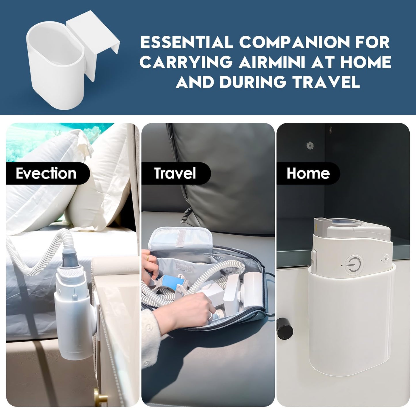 Cpap AirMini Mount System Kit Fit for Air Mini - with Travel Storage Bag, Cpap Wall Mount, Drawer Hook Stand, Portable Cpap Supplies Travel Bag Carrying