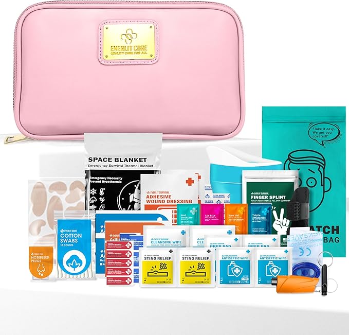 EVERLIT CARE Car First Aid Kit with Emergency Supplies Survival Gear Including Window Breaker Disposable Urine Bag Mountab...