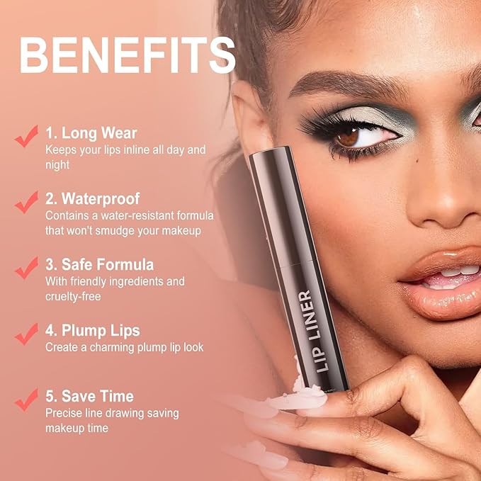 OETUIOW Lip Stain Long Lasting & Waterproof Lip Liner, Non-Stick Cup Highly Pigmented Natural Finish, Lip Gloss for All-Day Color Hold (Mauve)